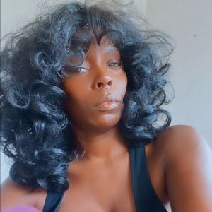 - - 14" BLACK SHORT CURLY BANG LADIES WIG *NEW*